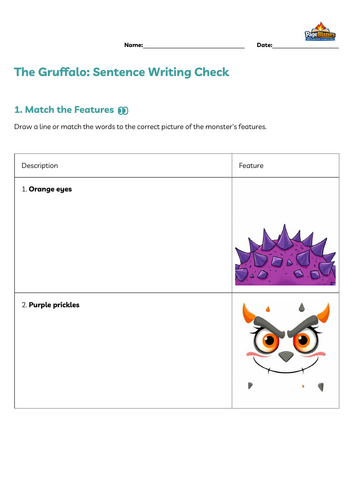The Gruffalo: Sentence writing check