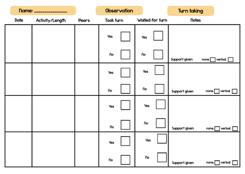 Turn Taking Observation SEN Play Observation PLP IEP Observation
