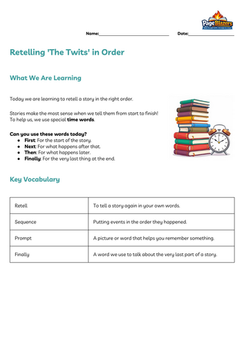 The Twits: Retell the story activity sheets