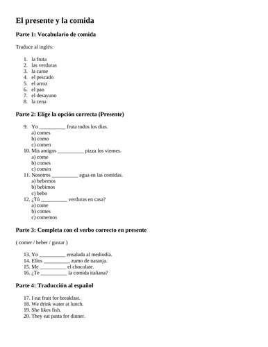 KS3_El presente_las horas_la comida
