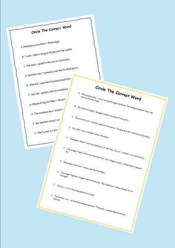 Standard English - Circle the correct word to create a sentence