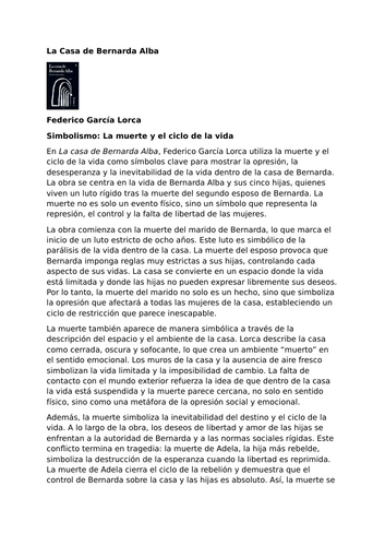 La casa de Bernarda Alba by Federico García Lorca – Symbolism – Death and the cycle of life