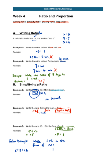 GCSE (Foundation) Mathematics - Week 4 Ratio and Proportion