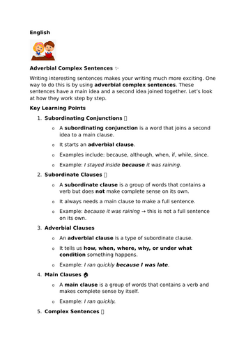 Adverbial Complex Sentences