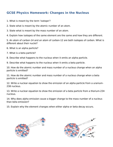 NEW AQA GCSE Physics (2016) - Radioactive Decay Homework