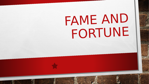 Drama Cover Lesson Devising: Fame and Fortune