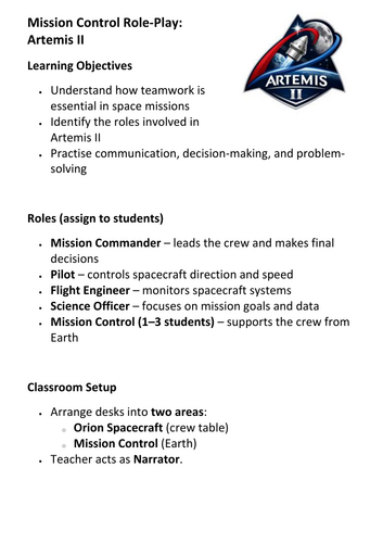 Mission Control Role-Play Artemis II