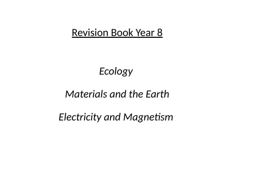 Year 8 Revision Worksheets/Activities