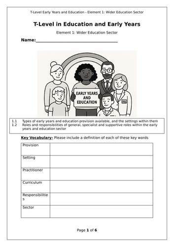 T-Level Education Element 1 wider education sector revision workbook
