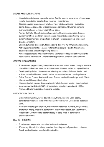 Health and the people: c1000 to present Notes