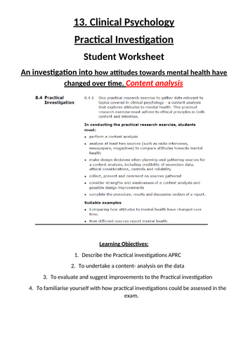 13. Clinical Practical investigation - Content analysis