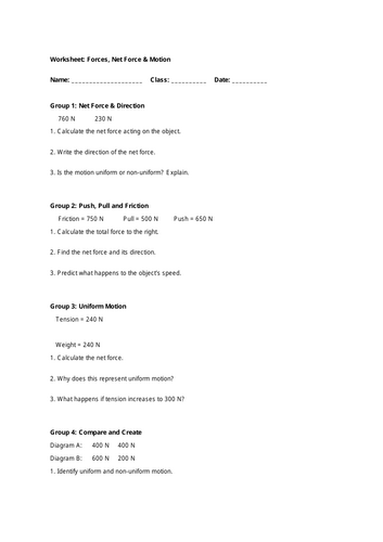 Balanced and unbalanced forces