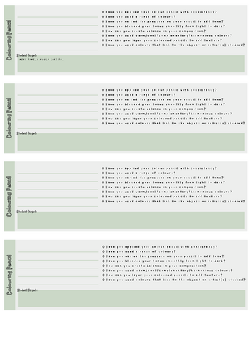 Use of coloured pencil feedback for Art
