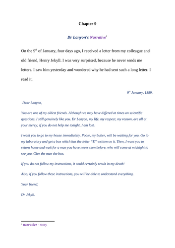 Dr Jekyll and Mr Hyde: Chapter 9 – An Abridged Version (Free Sample)