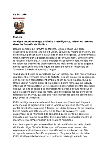 Le Tartuffe by Molière – Characters – Elmire