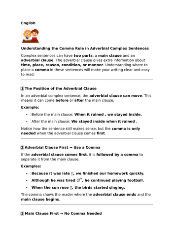Comma Rule in Adverbial Complex Sentences