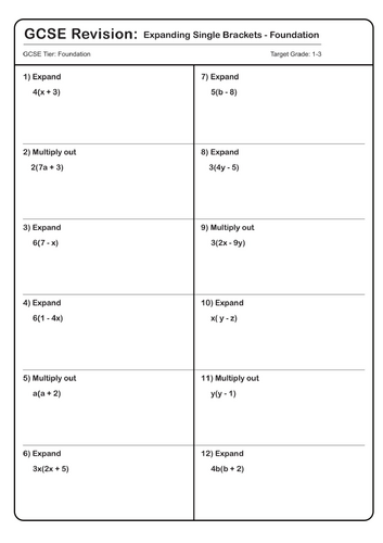 GCSE Maths Revision: Expanding Single Brackets [Foundation Tier]