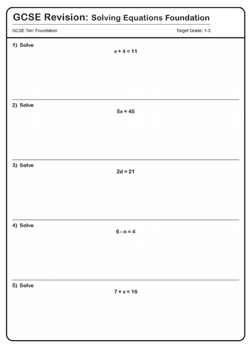 GCSE Maths Revision: Solving Equations [Foundation Tier]