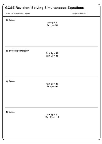 GCSE Maths Revision: Solving Simultaneous Equations [Higher Tier]