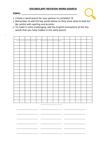Blank Word-Search for Topic Revision FREE