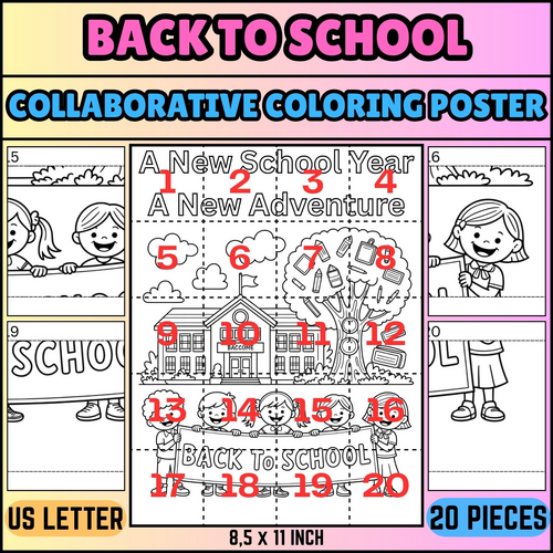Back to School Collaborative Coloring Poster – "A New School Year, A New Adventure" | Team Activity