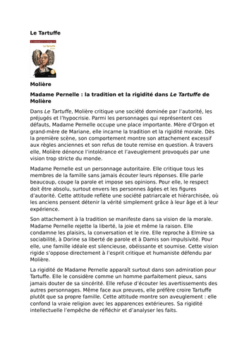 Le Tartuffe by Molière – Characters – Madame Pernelle