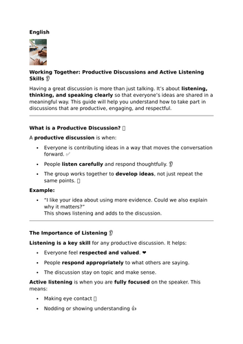 Productive Discussions and Active Listening Skills