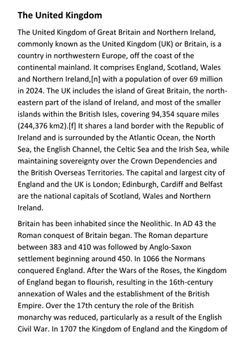 The United Kingdom Handout