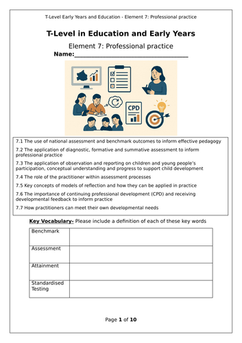 T-Level Education Element 7 professional practice revision workbook