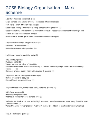 AQA GCSE Revision booklet - Organisation