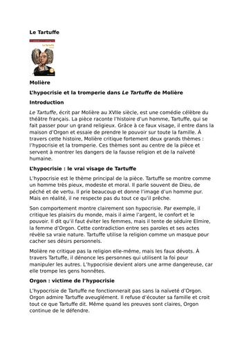 Le Tartuffe by Molière – Themes – Hypocrisy and deception