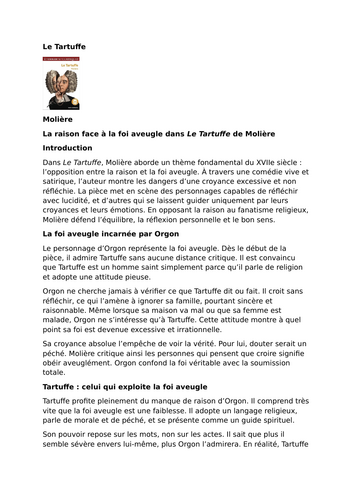Le Tartuffe by Molière – Themes – Reason vs blind faith