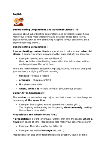 Subordinating Conjunctions and Adverbial Clauses