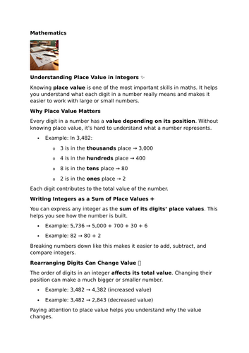 Securing Understanding of Place Value in Integers