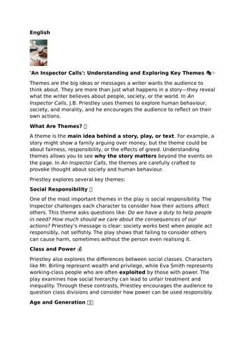 'An Inspector Calls' by J.B. Priestley – Understanding Key Themes