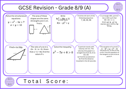 GCSE Maths Revision - Grade 8/9