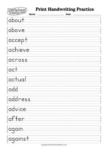 Functional Skills English Entry level 1 -3 Spellings/Handwriting Sheet