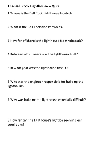 The Bell Rock Lighthouse – Quiz