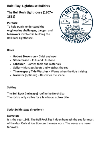 The Bell Rock Lighthouse Role-Play Lighthouse Builders
