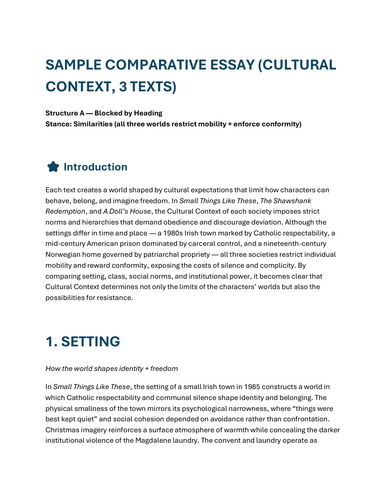 Cultural Context - Small Things Like These / Shawshank Redemption / A Doll's House