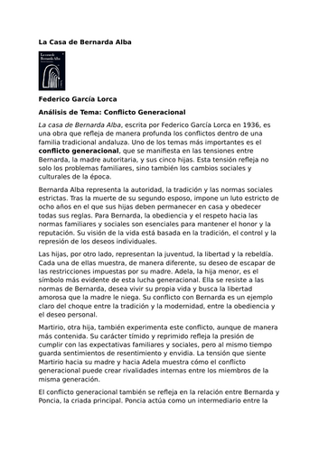 La Casa de Bernarda Alba by Federico García Lorca – Theme: Generational Conflict