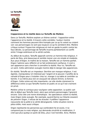 Le Tartuffe by Molière – Themes – Appearance vs. reality