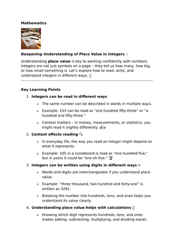 Place Value in Integers