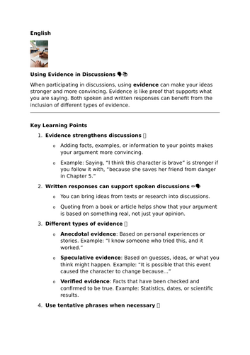 Using Evidence in Discussions