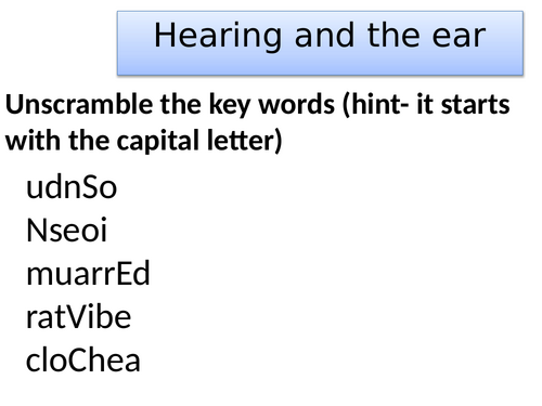 KS3 The ear and hearing