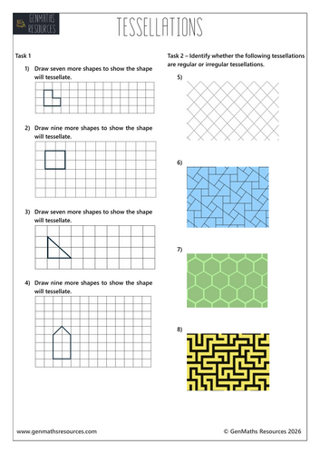 Tessellations - Maths GCSE Foundation Worksheet
