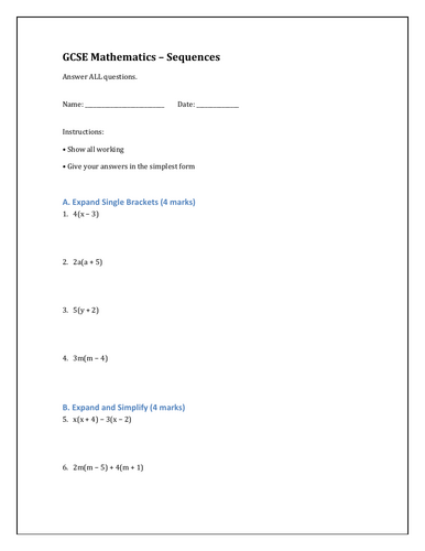 Expanding and Factorising Expressions (Grade 4)