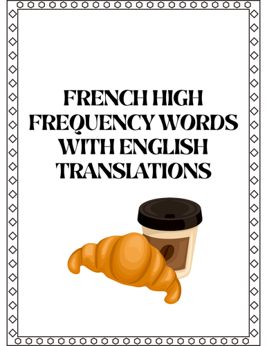 Bilingual French/English high frequency words (Beginner level)