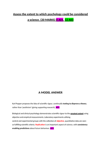 Issues and Debates 7. Science - MODEL ANSWER