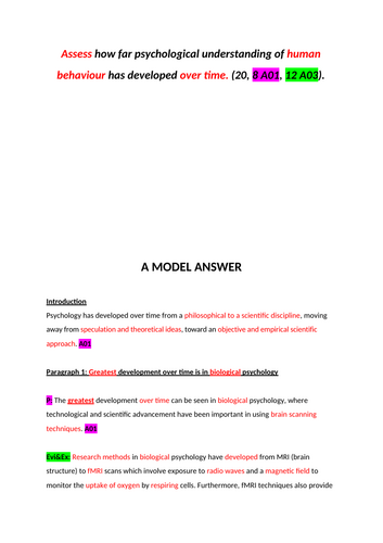 Issues and Debates 8. Decades (time) - MODEL ANSWER 2025